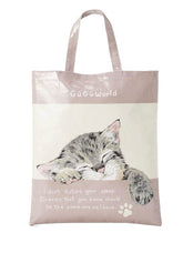 GUGUWorld 環保袋 女士 小貓圖案 A4 Tote bag 米黃色